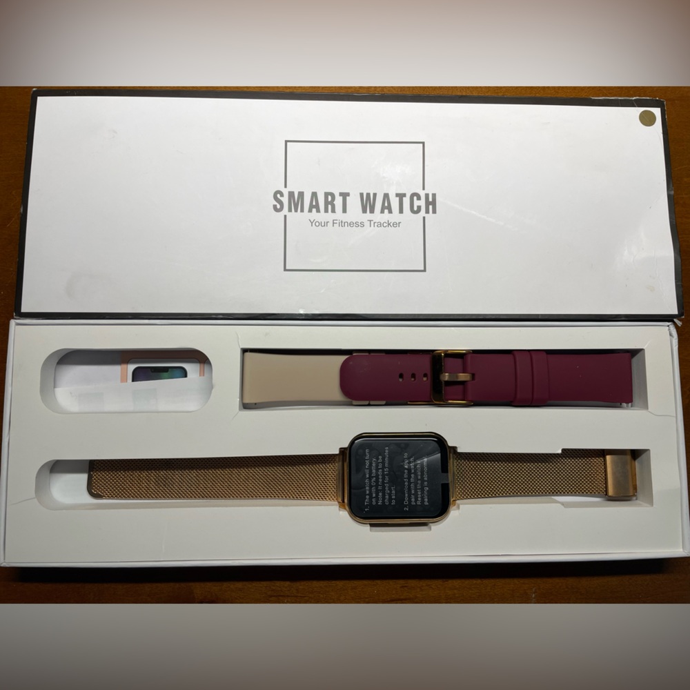 Tikland I60 Smart Watch Fitness Tracker - Gold Case with 3 Bands - NEW(No Cable)